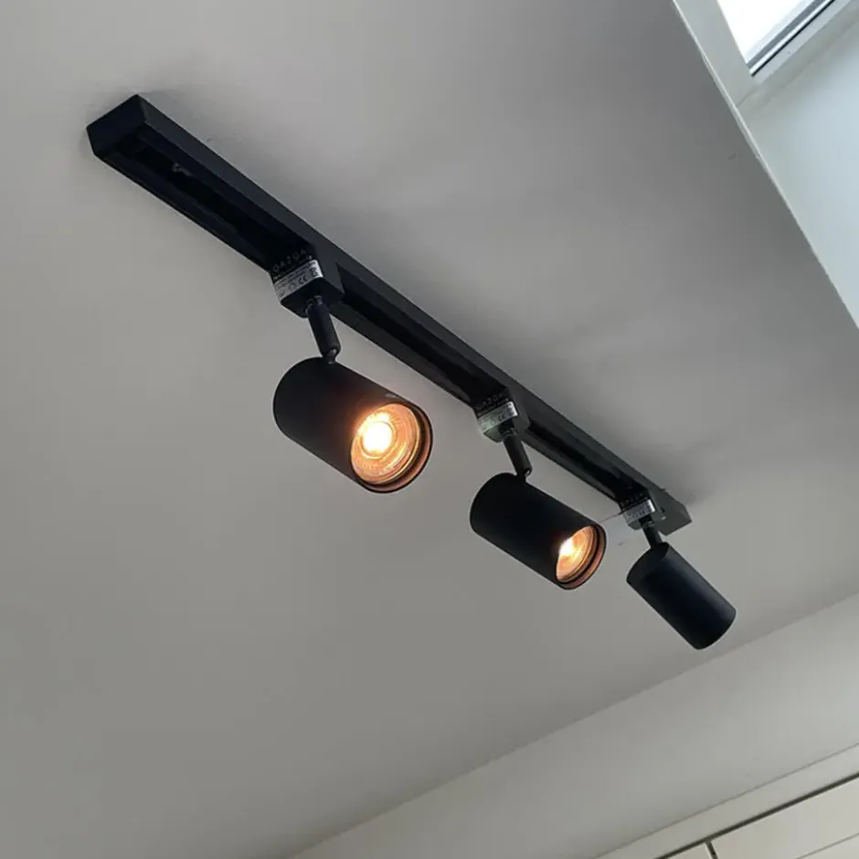 Qazqa railverlichting set iconic jeana zwart gu10