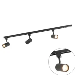Qazqa railverlichting set iconic jeana zwart gu10