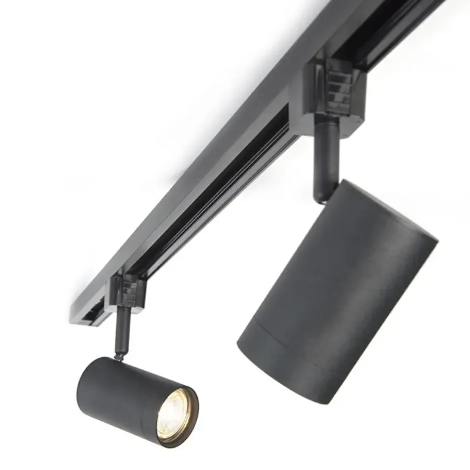 Qazqa railverlichting set iconic jeana zwart gu10