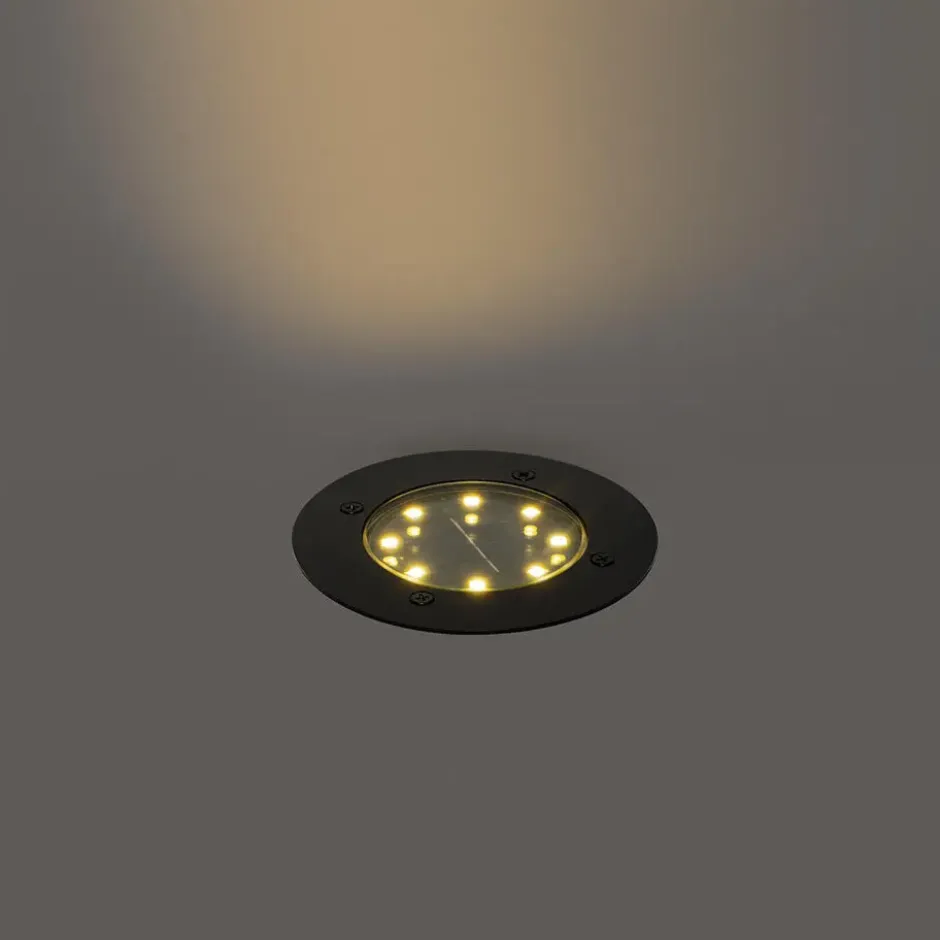 Qazqa solar grondspot terry zwart geïntegreerde led