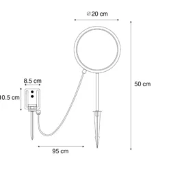 Qazqa solar lamp adalind zwart geïntegreerde led