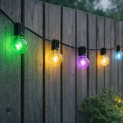 Qazqa solar lichtsnoer russell zwart geïntegreerde led
