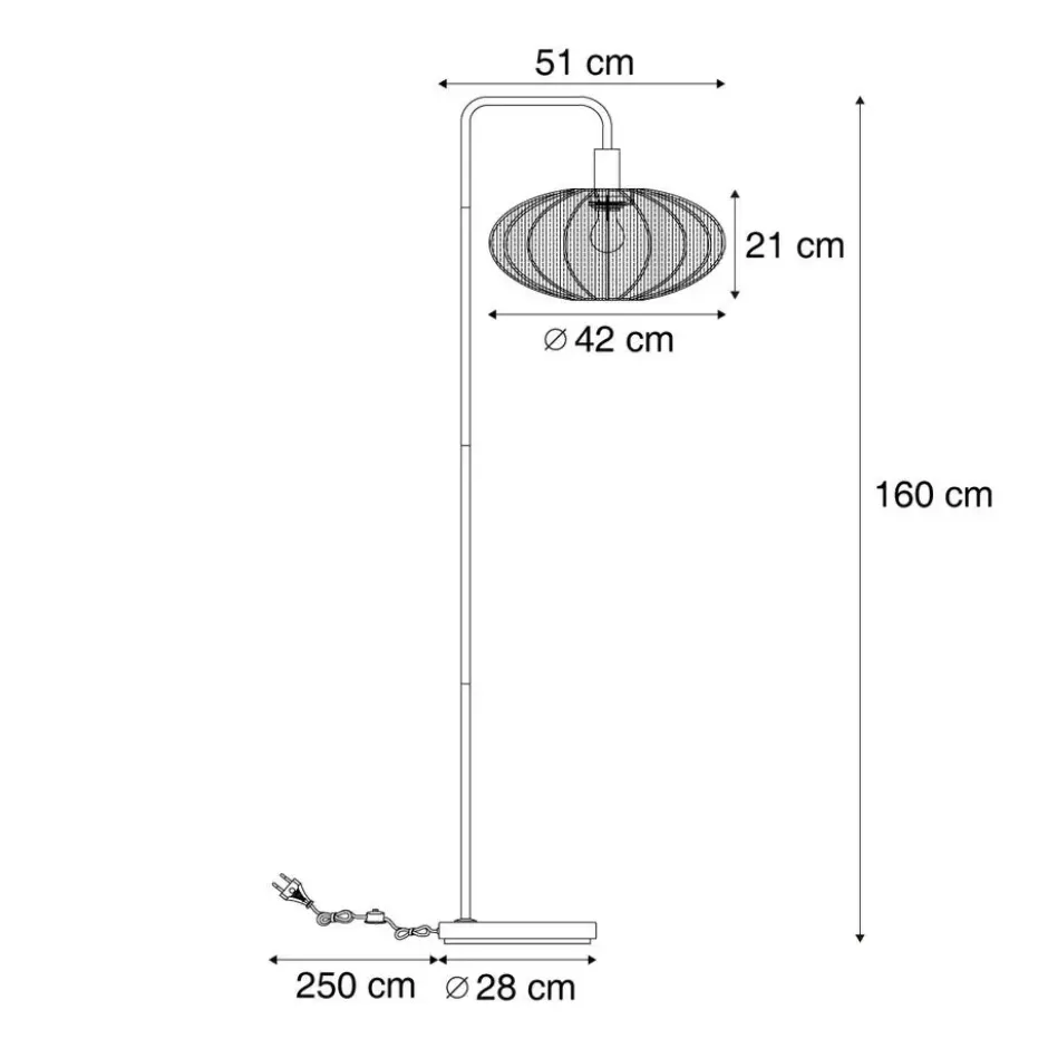 Qazqa staande lamp met kap bida zwart e27