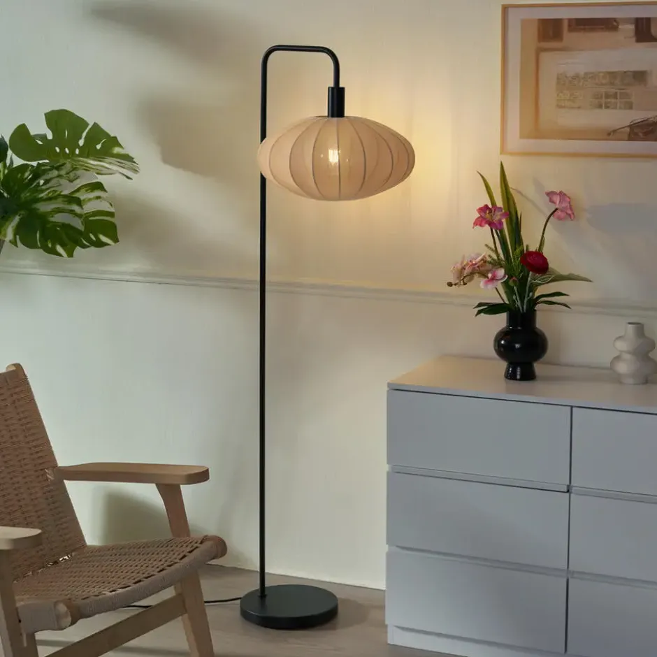 Qazqa staande lamp met kap bida zwart e27