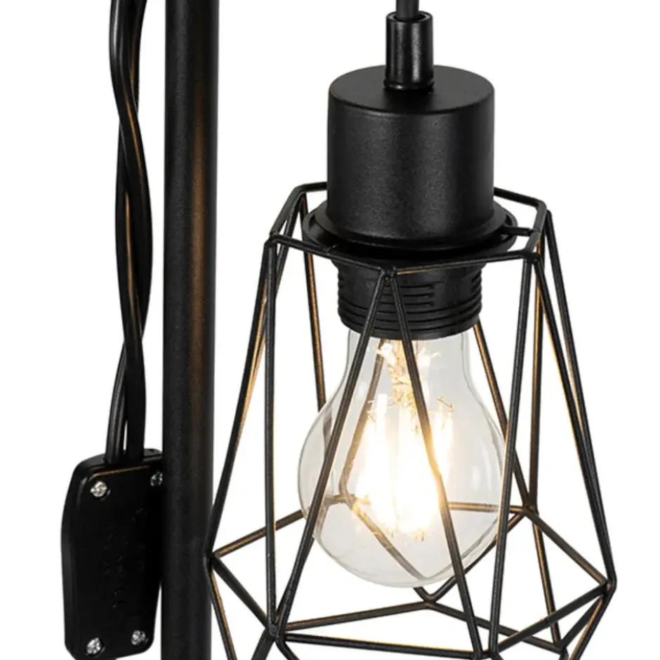 Qazqa staande lamp met kap dami-frame zwart e27