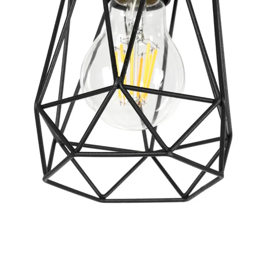 Qazqa staande lamp met kap dami-frame zwart e27