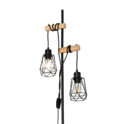 Qazqa staande lamp met kap dami-frame zwart e27