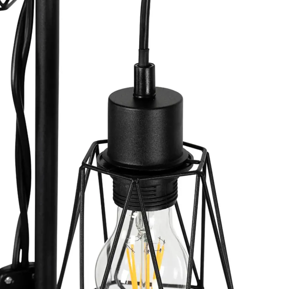 Qazqa staande lamp met kap dami-frame zwart e27