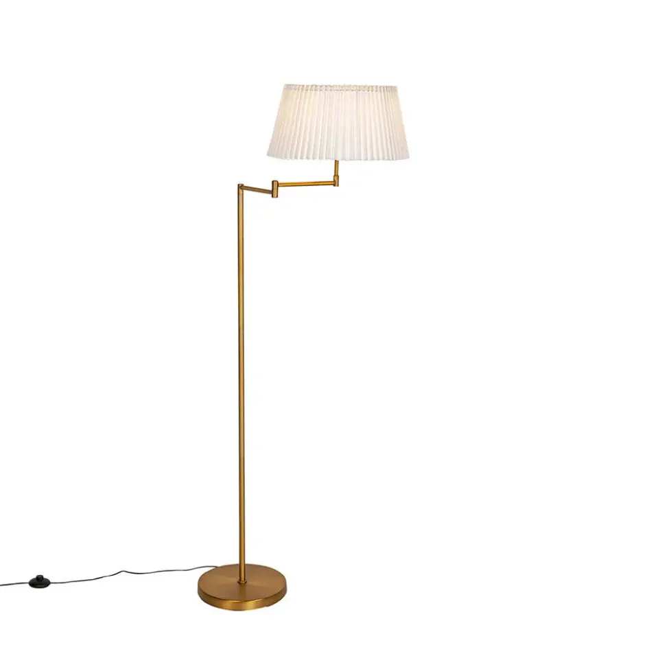 Qazqa staande lamp met kap ladas bronskleurig e27