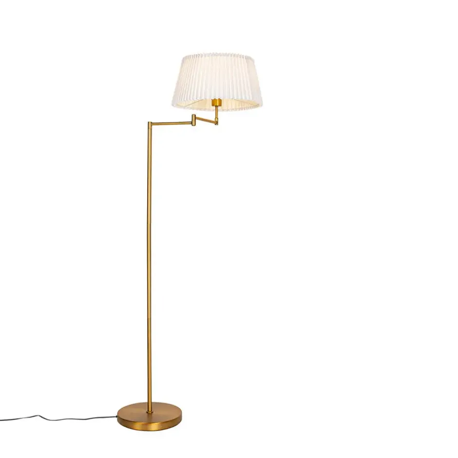 Qazqa staande lamp met kap ladas bronskleurig e27