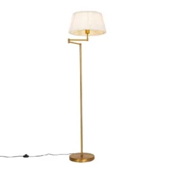 Qazqa staande lamp met kap ladas bronskleurig e27