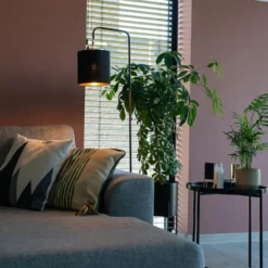 Qazqa staande lamp met kap lofty zwart e27