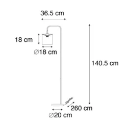 Qazqa staande lamp met kap lofty zwart e27
