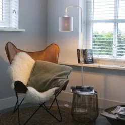 Qazqa staande lamp met kap lofty wit e27