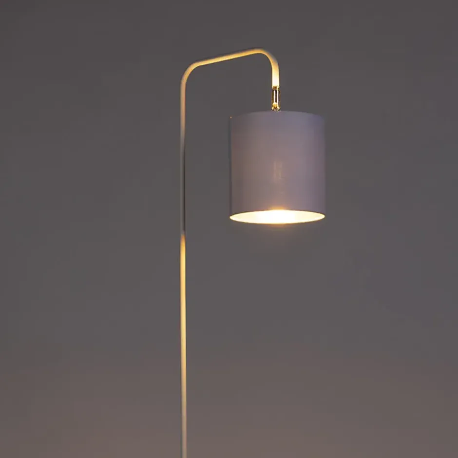 Qazqa staande lamp met kap lofty wit e27