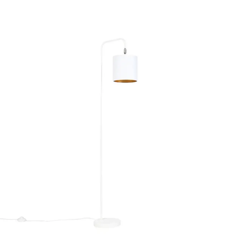 Qazqa staande lamp met kap lofty wit e27