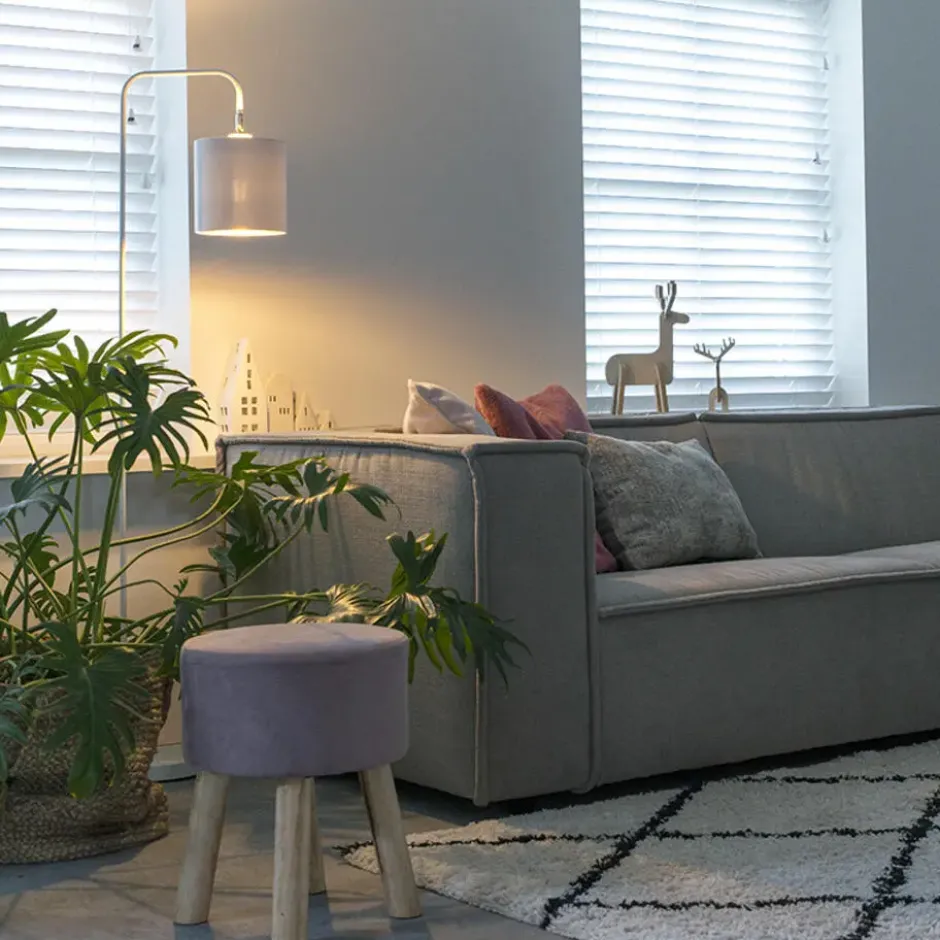 Qazqa staande lamp met kap lofty wit e27