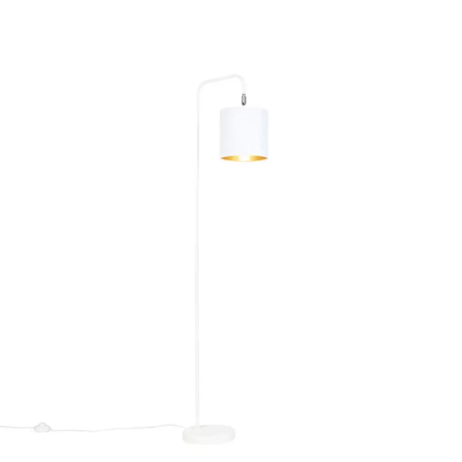 Qazqa staande lamp met kap lofty wit e27