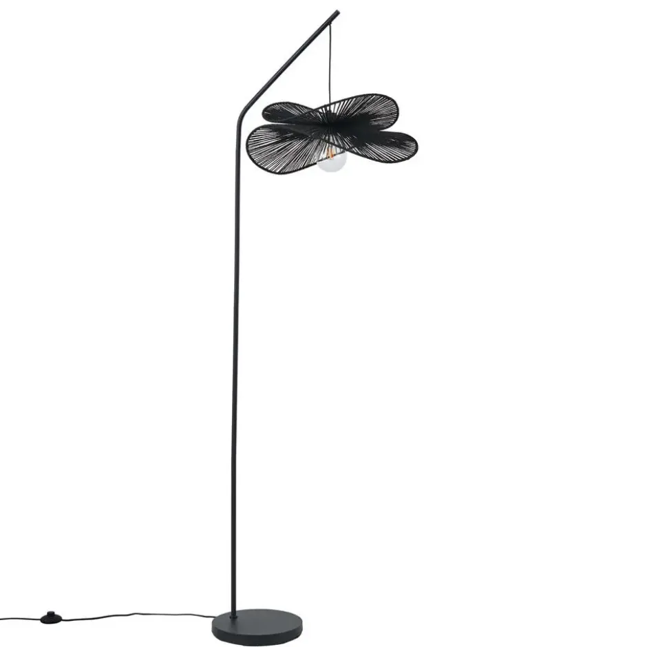 Qazqa staande lamp met kap nest zwart e27