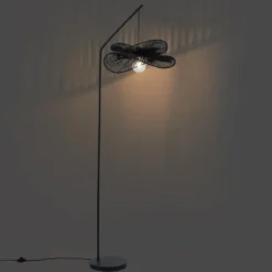 Qazqa staande lamp met kap nest zwart e27