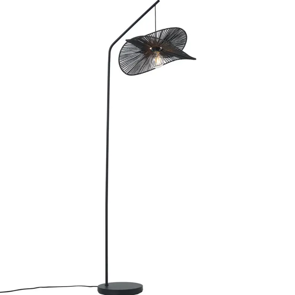 Qazqa staande lamp met kap nest zwart e27