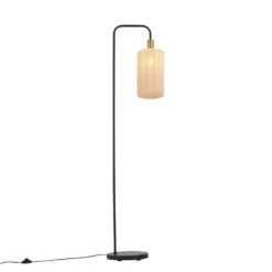 Qazqa staande lamp met kap pluni beige e27