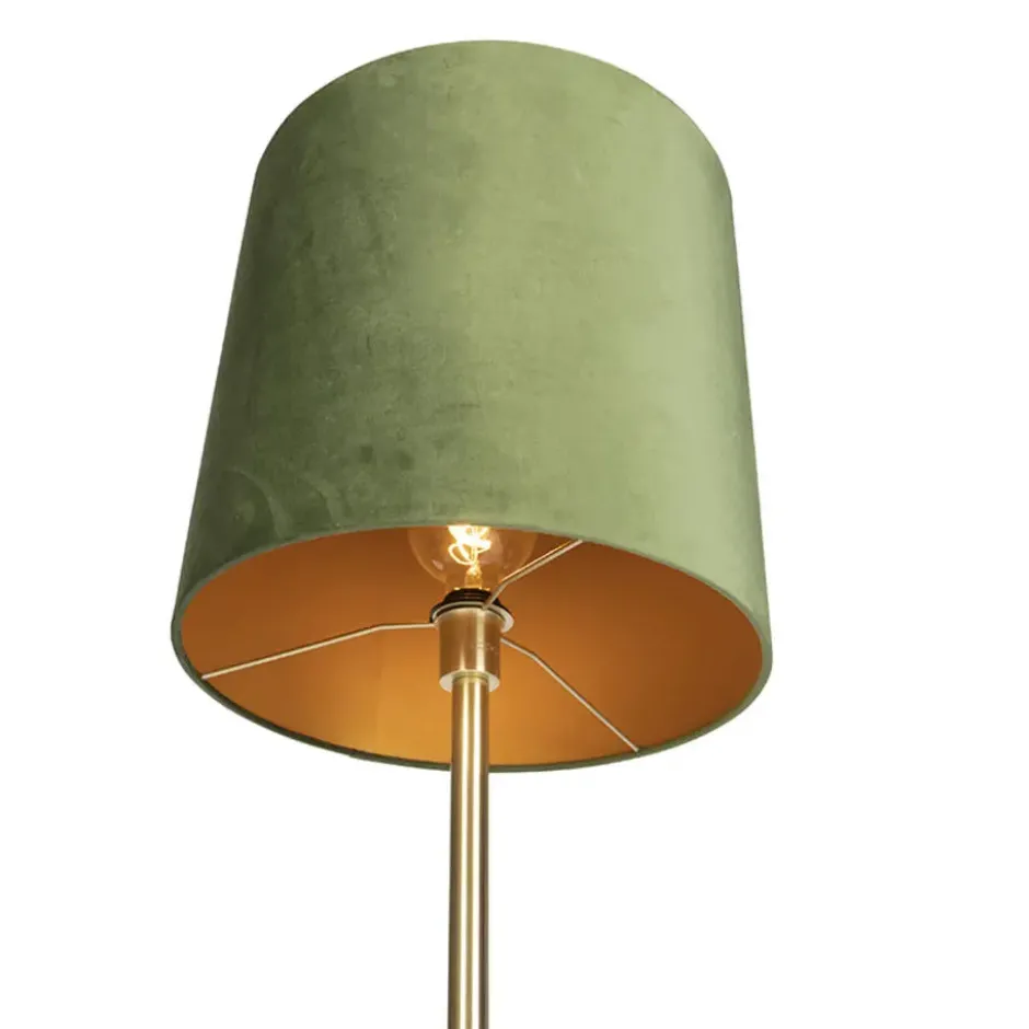 Qazqa staande lamp met kap simplo groen e27