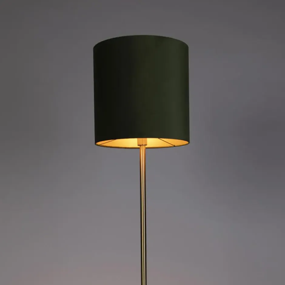 Qazqa staande lamp met kap simplo groen e27