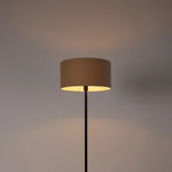 Qazqa staande lamp met kap simplo stof zwart e27