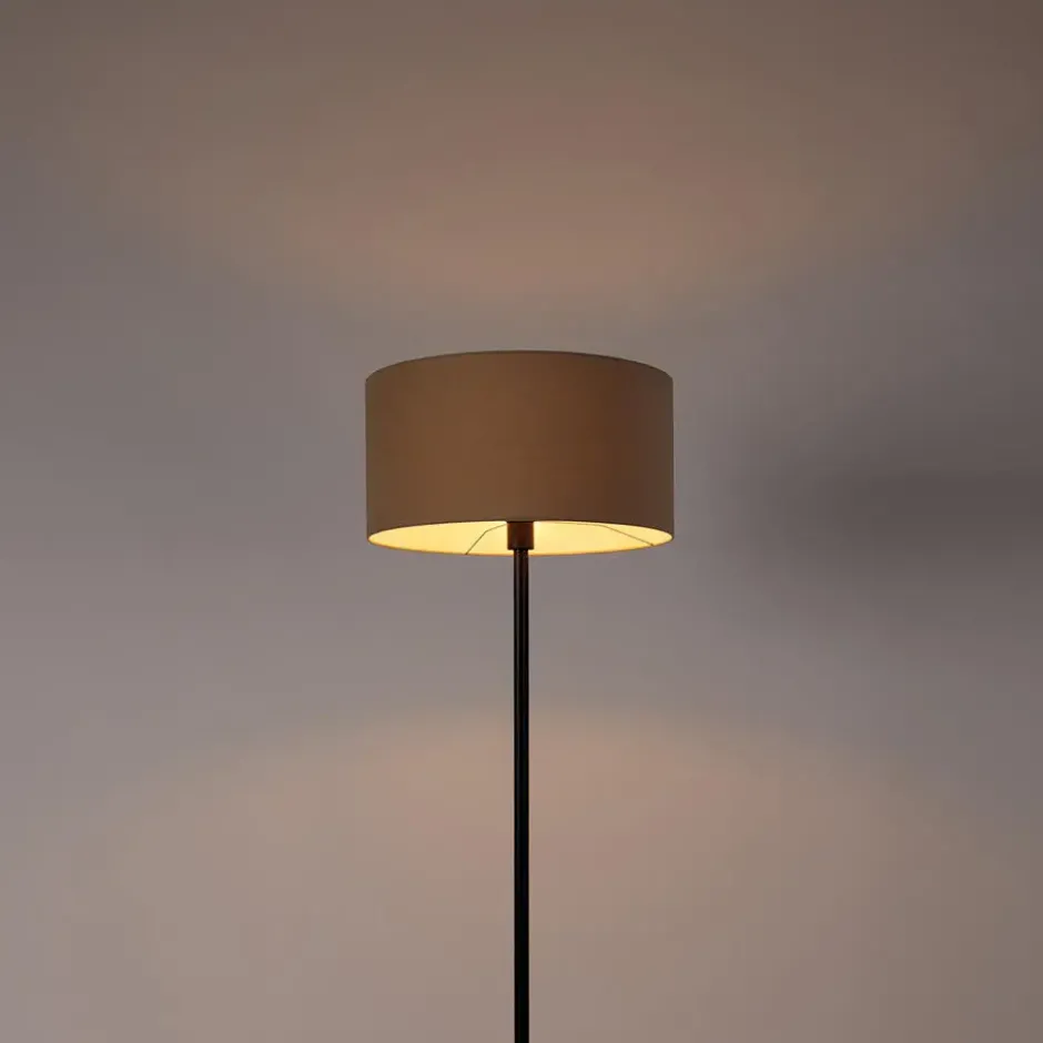 Qazqa staande lamp met kap simplo stof zwart e27