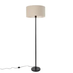 Qazqa staande lamp met kap simplo stof zwart e27