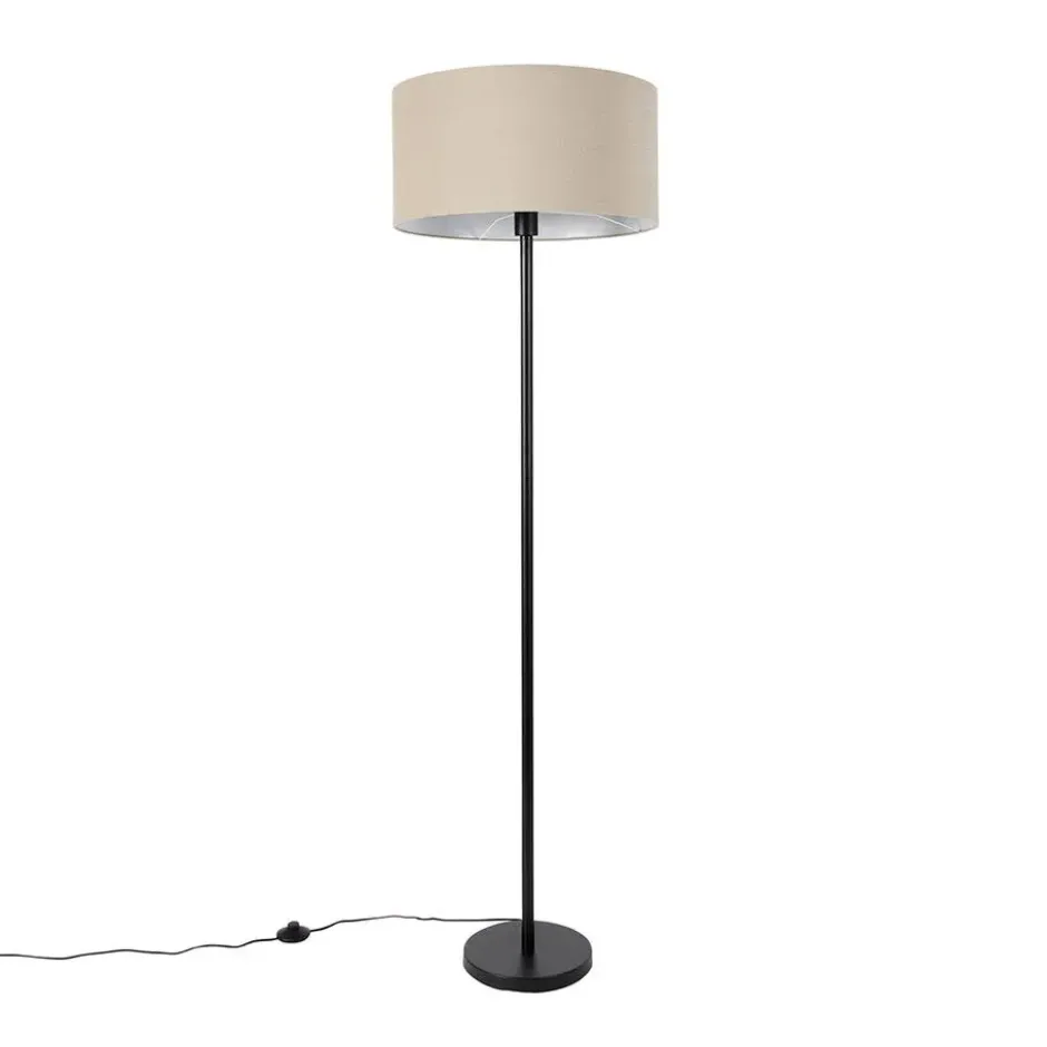 Qazqa staande lamp met kap simplo stof zwart e27