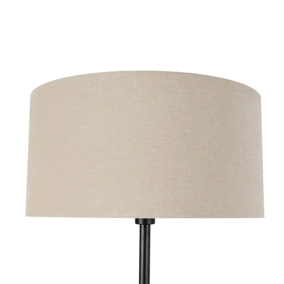 Qazqa staande lamp met kap simplo stof zwart e27