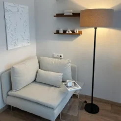 Qazqa staande lamp met kap simplo stof zwart e27