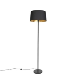 Qazqa staande lamp met kap simplo zwart e27