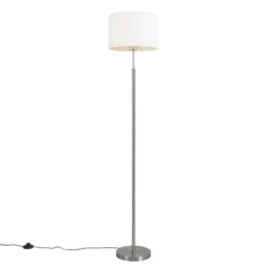 Qazqa staande lamp met kap vt wit e27