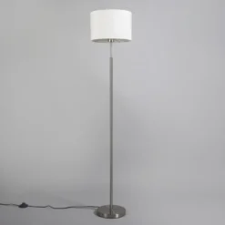 Qazqa staande lamp met kap vt wit e27