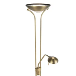 Qazqa staande lamp met leesarm diva bronskleurig geïntegreerde led