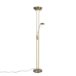 Qazqa staande lamp met leesarm diva bronskleurig geïntegreerde led