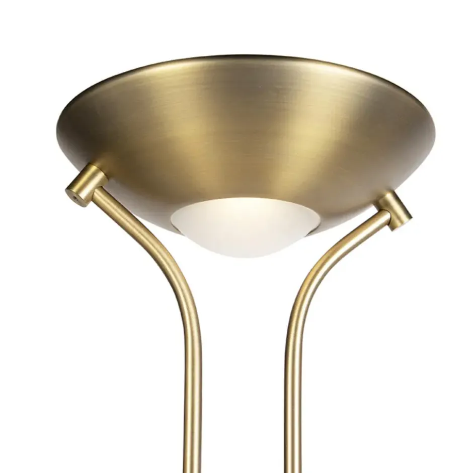 Qazqa staande lamp met leesarm diva bronskleurig geïntegreerde led