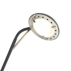 Qazqa staande lamp met leesarm diva zwart geïntegreerde led
