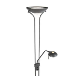 Qazqa staande lamp met leesarm diva zwart geïntegreerde led