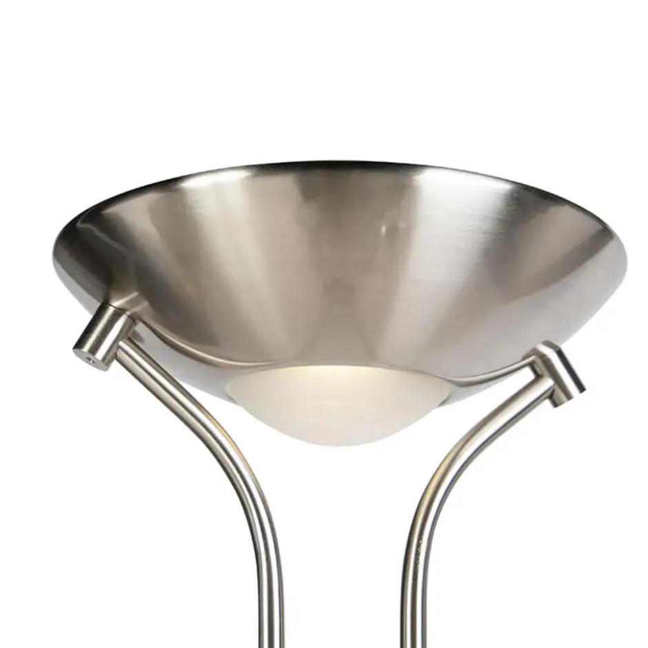 Qazqa staande lamp met leesarm diva zilverkleurig geïntegreerde led