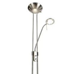 Qazqa staande lamp met leesarm diva zilverkleurig geïntegreerde led