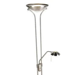 Qazqa staande lamp met leesarm diva zilverkleurig geïntegreerde led