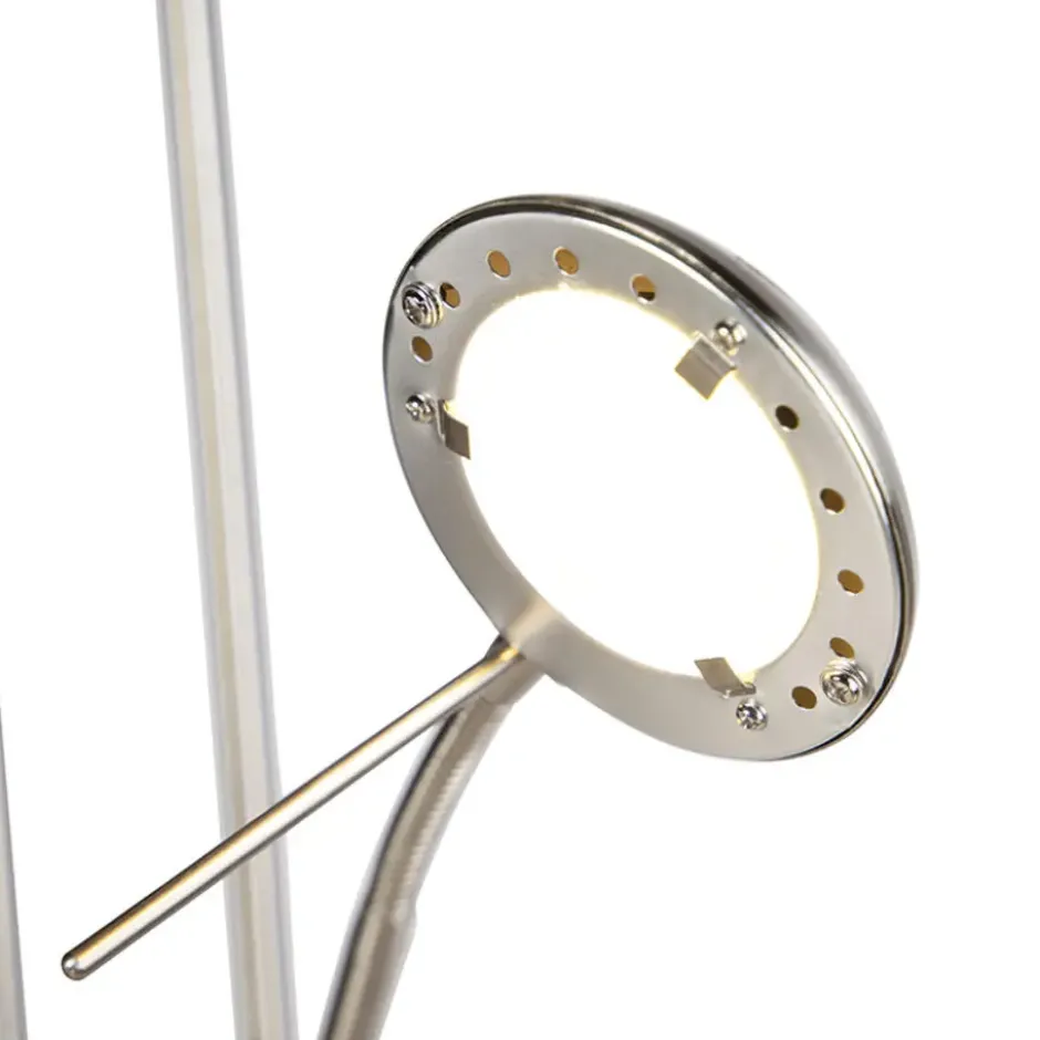 Qazqa staande lamp met leesarm diva zilverkleurig geïntegreerde led