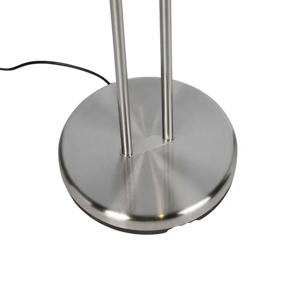 Qazqa staande lamp met leesarm diva zilverkleurig geïntegreerde led