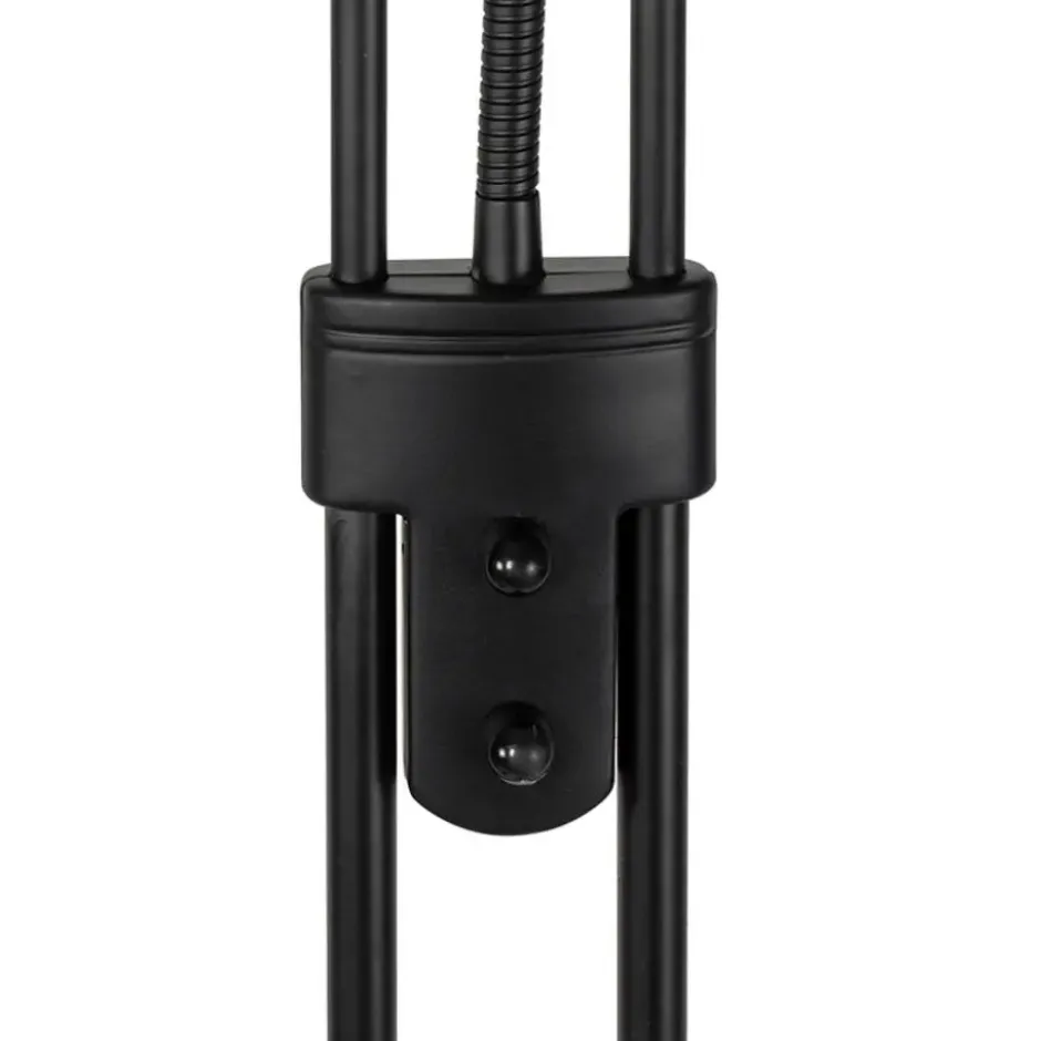 Qazqa staande lamp met leesarm diva zwart geïntegreerde led
