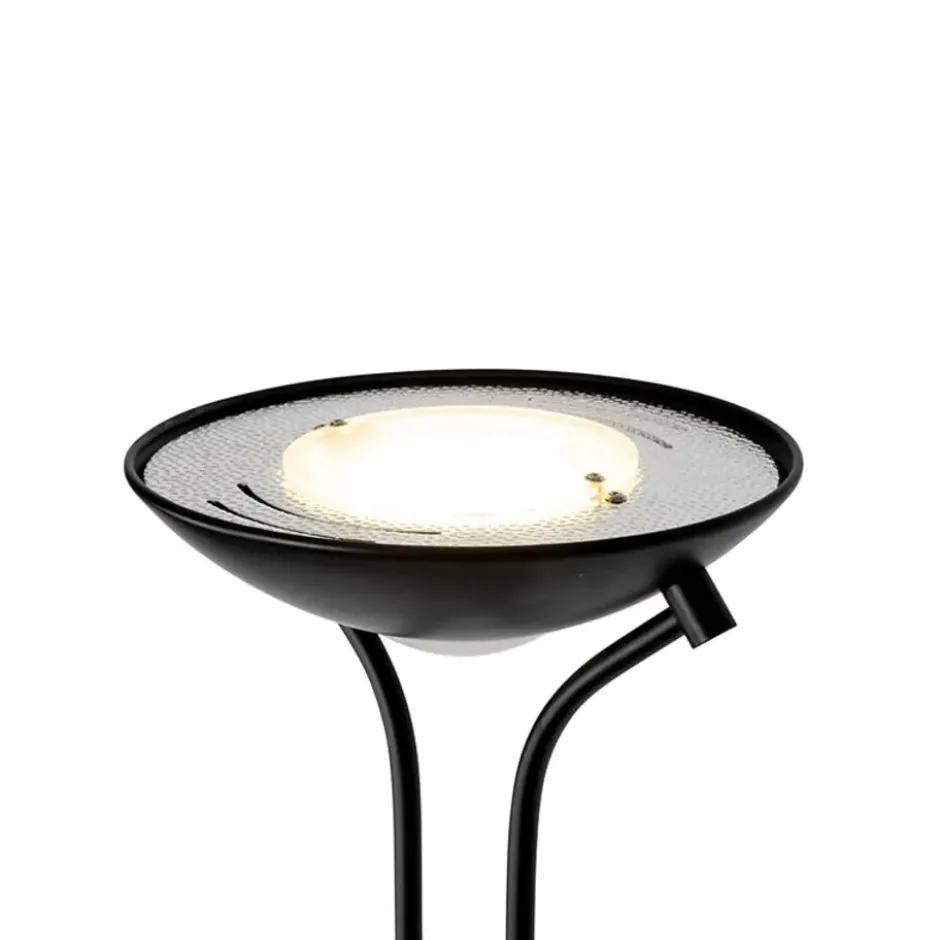 Qazqa staande lamp met leesarm diva zwart geïntegreerde led