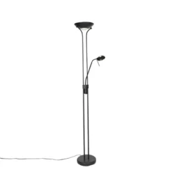 Qazqa staande lamp met leesarm diva zwart geïntegreerde led